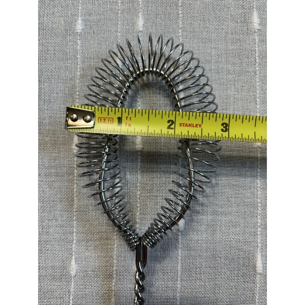 Vintage White Handle Spring Coil Wire Whisk Primitive Egg Beater Farmhouse EUC